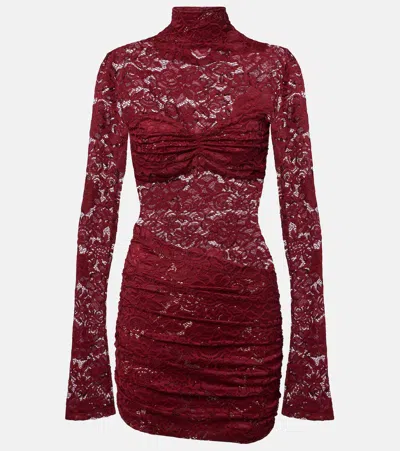 Bananhot Francisca Floral Lace Minidress In Burgundy