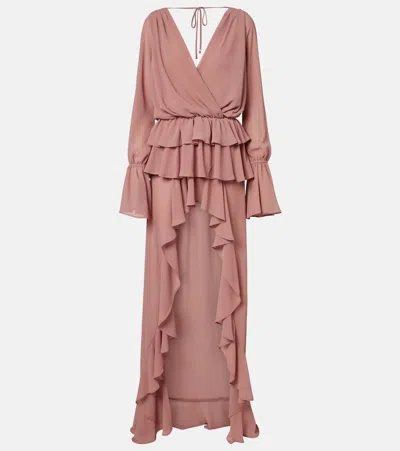 Bananhot Giselle Asymmetric Tiered Maxi Dress In Pink