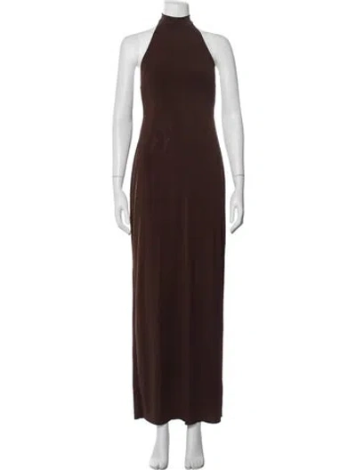 Pre-owned Bananhot Halterneck Long Dress In Brown