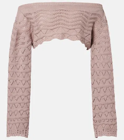 Bananhot Helena Crochet Cotton-blend Crop Top In Brown