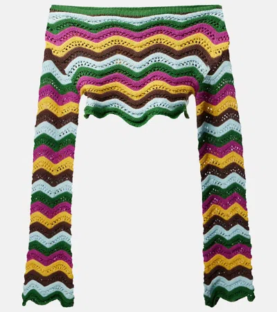 Bananhot Helena Striped Cotton-blend Crop Top In Multi