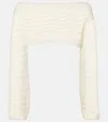 Bananhot Helena Striped Crochet Crop Top In Weiss