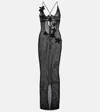 Bananhot Hilsa Glitter Open-knit Maxi Dress In Black