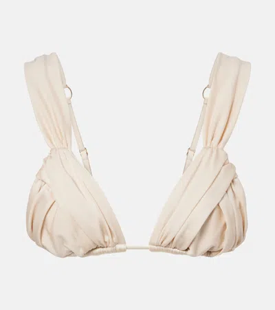 Bananhot Iris Draped Bikini Top In Neutral