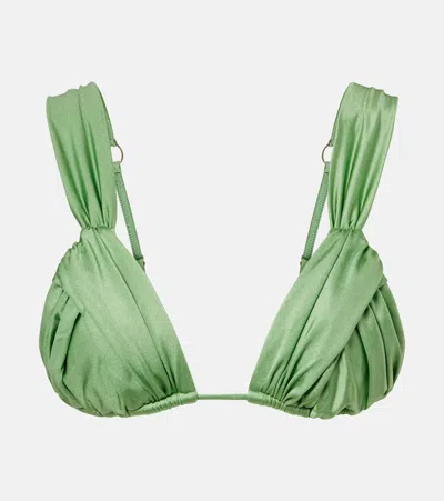 Bananhot Iris Draped Bikini Top In Green