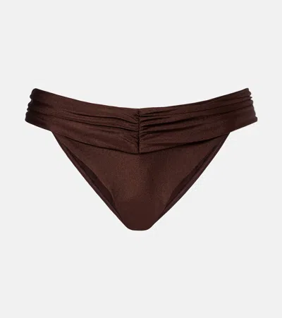 Bananhot Iris Ruched Bikini Bottoms In Brown