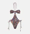 Bananhot Jade Printed Cut-out Swimsuit In Multicoloured