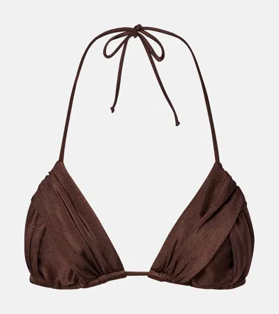 Bananhot Jasmin Gathered Bikini Top In Burgundy