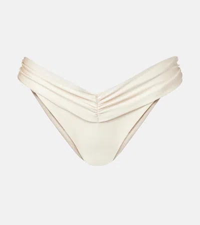 Bananhot Jasmin Ruched Bikini Bottoms In Beige
