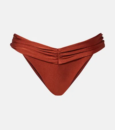 Bananhot Jasmin Ruched Bikini Bottoms In Burgundy