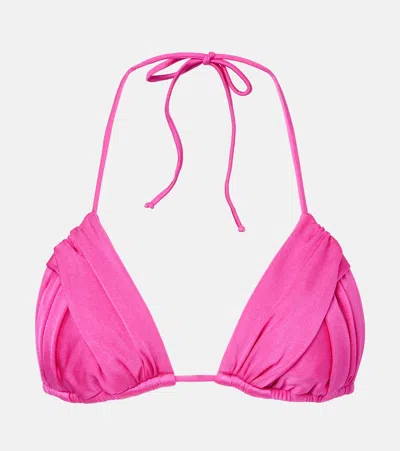 Bananhot Jasmin Ruched Triangle Bikini Top In Pink