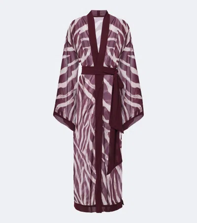 Bananhot Jim Zebra-print Beach Cover-up In Burgundy