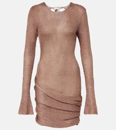 Bananhot Jones Sequined Draped Minidress In Brown