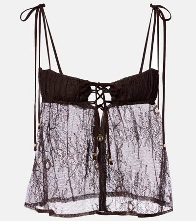 Bananhot Kendall Lace Top In Brown