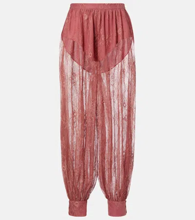 Bananhot Kendall Sheer Lace Balloon Pants In Brown