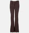 Bananhot Kim Open-knit Cotton-blend Flared Pants In Brown