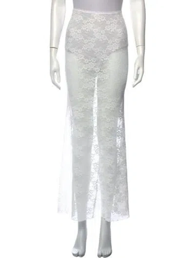 Pre-owned Bananhot Lace Pattern Long Skirt W/ Tags In White