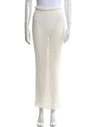 Pre-owned Bananhot Lace Pattern Midi Length Skirt In Neutral