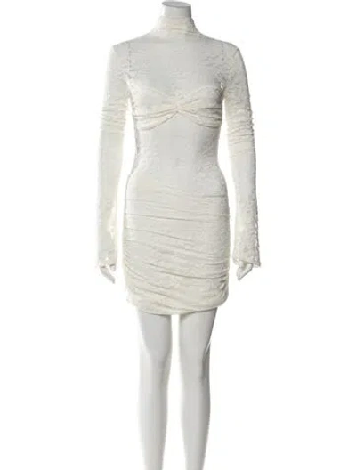 Pre-owned Bananhot Lace Pattern Mini Dress In Neutrals