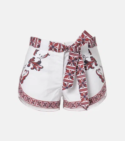 Bananhot Lavanda Printed Cotton Shorts In White
