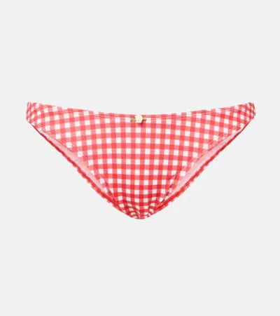 Bananhot Lenny Gingham Bikini Bottoms In Red