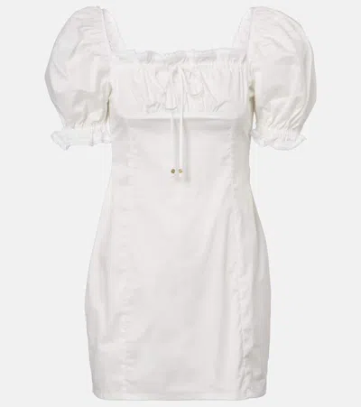 Bananhot Ligia Lace-trimmed Cotton Minidress In White