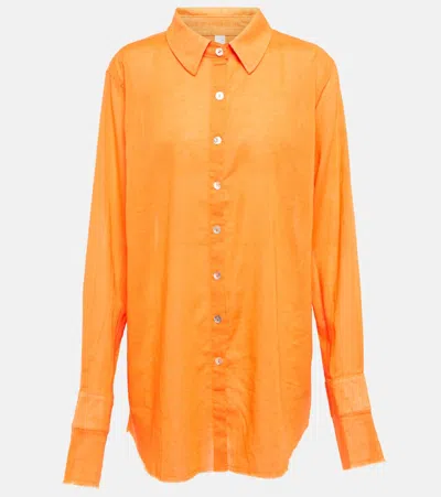 Bananhot Linen And Cotton Shirt In Orange