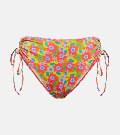 Bananhot Liz High-rise Floral Bikini Bottoms In Sunflower