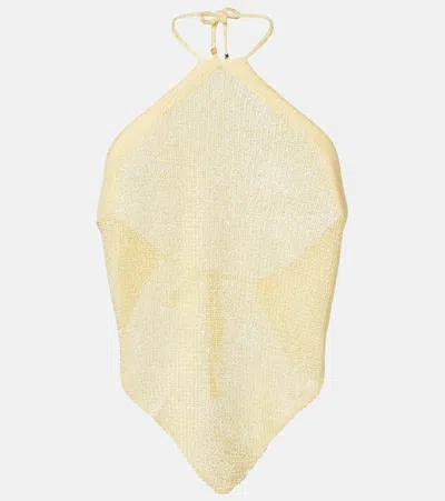 Bananhot Liz Sequined Halterneck Top In Neutral