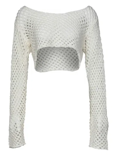 Bananhot Long-sleeve Knitted Top In White