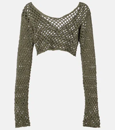 Bananhot Magen Crochet Cotton-blend Crop Top In Green