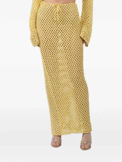Bananhot Magen Open-knit Skirt In Yellow