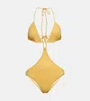 Bananhot Mellany Cutout Swimsuit In Gold Lurex