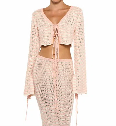 Bananhot Miana Cropped Shirt In Knitted Pink Stripes In Multi