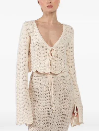 Bananhot Miana Knitted Tie Shirt In Neutral