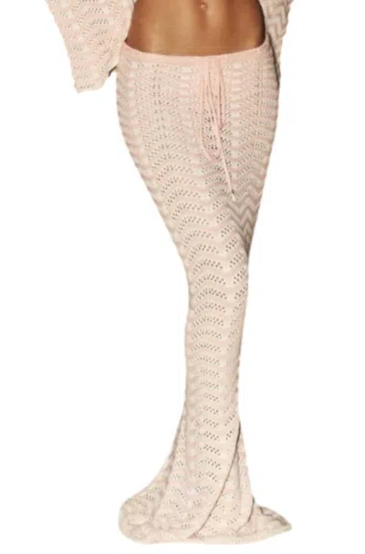 Bananhot Miana Maxi Skirt In Knitted Pink Stripes In Gray