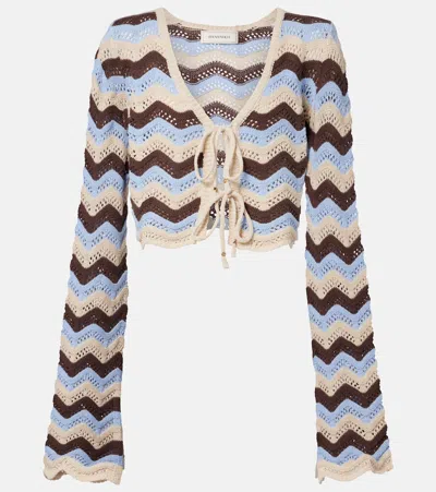 Bananhot Miana Open-knit Cotton-blend Crop Top In Blue