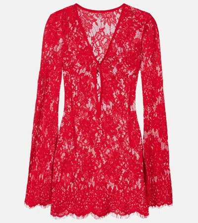 Bananhot Millie Cotton And Brocade Lace Minidress In Red