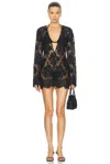 Bananhot Cotton And Brocade Lace Minidress In Black