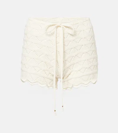 Bananhot Mina Crochet Cotton-blend Shorts In White