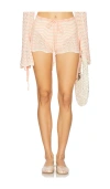 Bananhot Mina Striped Cotton-blend Shorts In Pink