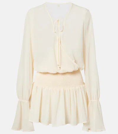 Bananhot Naya Shirred Minidress In Neutral