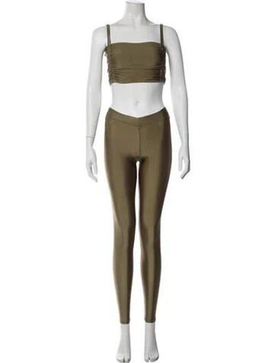 Pre-owned Bananhot Nylon Colorblock Pattern Set In Green