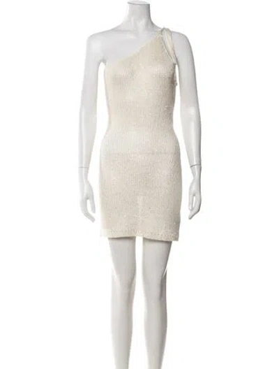 Pre-owned Bananhot One-shoulder Mini Dress In Neutrals