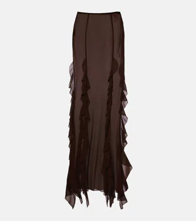 Bananhot Ora Ruffled Maxi Skirt In Brown