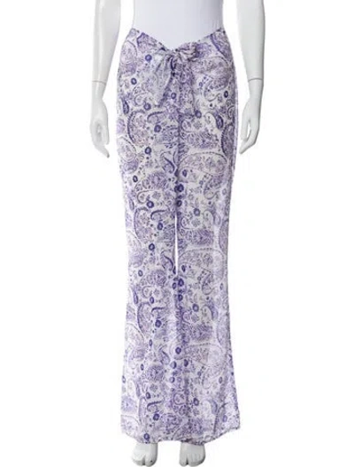 Pre-owned Bananhot Paisley Print Wide Leg Pants In White