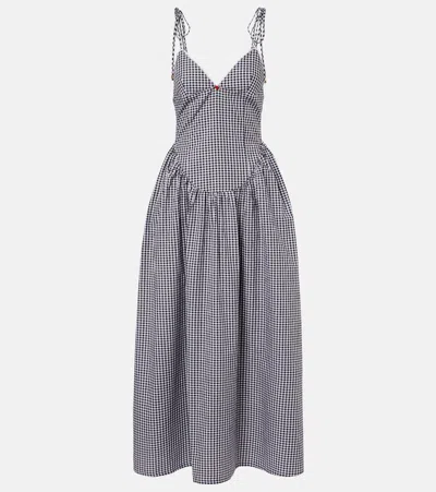 Bananhot Paloma Gingham Cotton Poplin Maxi Dress In Gray