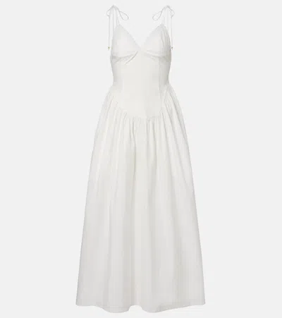 Bananhot Paloma Lace-trimmed Cotton Poplin Maxi Dress In White