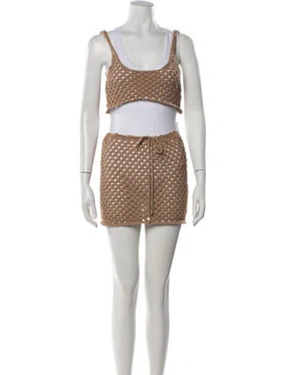 Pre-owned Bananhot Patterned Skirt Set In Brown