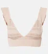 Bananhot Petra Checked Ribbed-knit Bra Top In Pink